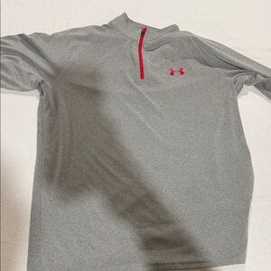 Under Armour Heather Gray and Red Pullover